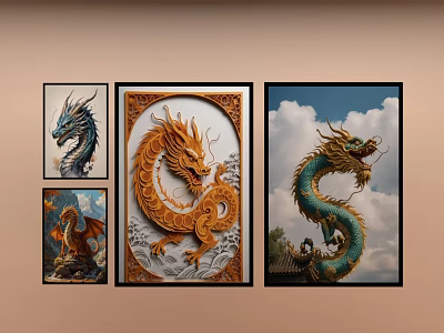 Hanging Painting Decoration Painting Dragon Hanging Painting Dragon Decoration Painting Dragon New Year Painting Animal Hanging Painting 3d model