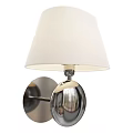 Modern Polished Metal Wall Lamp with White Fabric Lampshade and Reflective Base