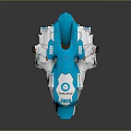 Futuristic Blue And White Cosmic Spaceship With ADV Logo And Sleek Aerospace Design