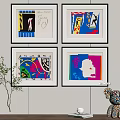 Vibrant Abstract Paintings in Wooden Frames for Modern Wall Decor 3d model