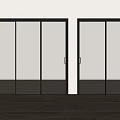 Modern Glass Sliding Doors Interior With Black Frames And Wooden Floor