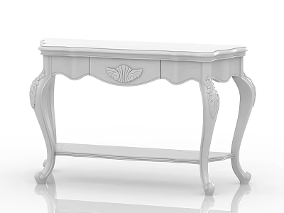 Elegant White Entryway Console Table With Carved Details Drawer And Decorative Legs 3d model