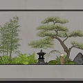 New Chinese style courtyard landscape sketch 3d model