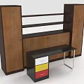 Wooden Furniture Set With Storage Cabinet Open Shelves Desk And Colorful Drawers Metal Legs
