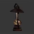 Vintage Design Candle Lantern With Metal Frame Glass Shade And Warm Flame
