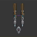 Futuristic Metallic Space Rockets With Orange Accents And Energy Link For Cosmic Travel