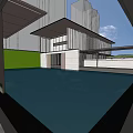 Modern building community residence 3d model