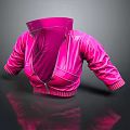 Trendy Pink Short Jacket With Open Front Zipper And Cuffed Sleeves