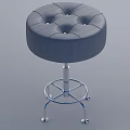 Gray Fabric Tufted Sofa Stool With Metal Frame And Rolling Casters 3d model