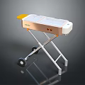 Portable Orange And White Electronic Appliance With Transparent Lid Metal Stand And Wheels