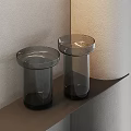 Modern Fireplace Interior With Gray Wall Floating Black Shelves And Decorative Items