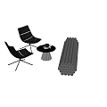 Modern Negotiation Table And Leather Chairs With Round Coffee Cup On Tray And Metal Strips