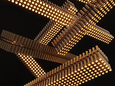 Modern Cross Design Metal Frame Chandelier With Illuminated LED Light Bulbs 3d model
