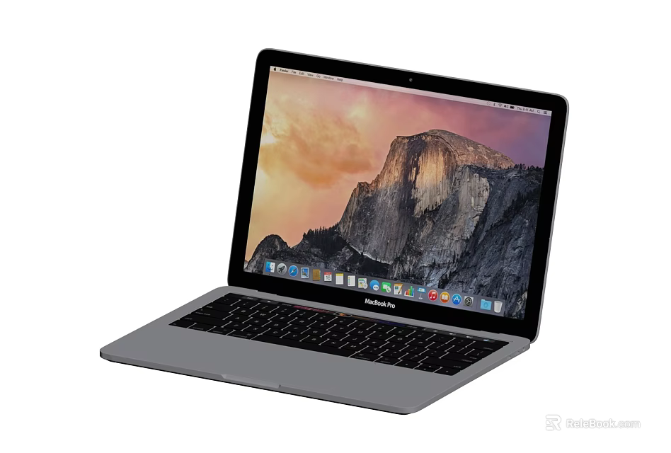 Sleek Open Laptop With Mountain Wallpaper Display And Modern Keyboard Design 3d model 