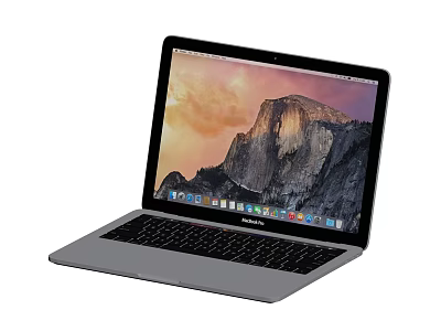 Sleek Open Laptop With Mountain Wallpaper Display And Modern Keyboard Design 3d model
