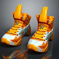 Orange And White High Top Sneakers With Modern Geometric Design And Stylish Sleek Texture