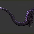 Purple Giant Creature With Glowing Tail And Back Spikes In Standing