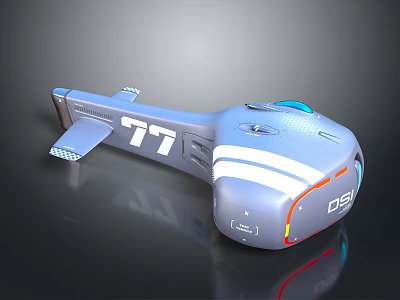 Futuristic Spacecraft 77 Model With DSI Logo And Blue White Exterior Design 3d model
