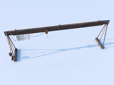 Industrial Crane With Metal Frame Cables Hook And Support Structure For Lifting 3d model