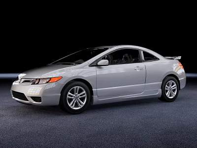 Silver Honda Two Door Coupe With Sleek Lines And Silver Wheels On Gray Carpet 3d model