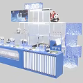 Ice JOYS Themed Photo Check-in Spot With Transparent Display Cabinets Panda Dolls And Blue Lighting