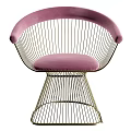 Elegant Modern Leisure Chair With Gold Metal Frame And Pink Velvet Cushion