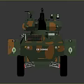 Modern Six Wheeled Tank With Green Orange Camouflage Turret And Gun Barrel