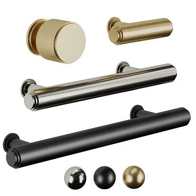 Variety Of Cabinet Handles In Different Colors And Styles 3d model