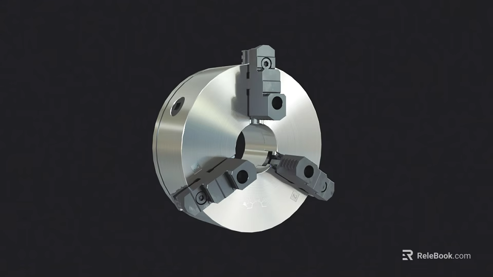 Metal Three Jaw Chuck Hardware Tool for Machine Tools Clamping Workpiece with Silver Finish 3d model 