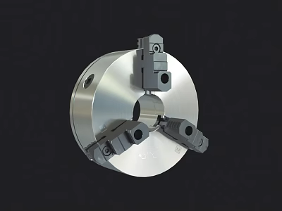 Metal Three Jaw Chuck Hardware Tool for Machine Tools Clamping Workpiece with Silver Finish 3d model