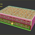 Ornate Storage Box With Colorful Geometric Patterns Orange Yellow Red Blue Accents Gold Trim