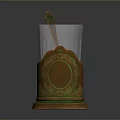 Elegant Decorative Candle Holder with White Body Ornate Golden Base and Green Top Accent