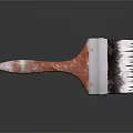 Durable Household Paintbrush With Brown Handle Metal Ferrule And White Black Bristles