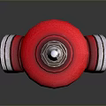Red Fire Hydrant Structure With Brown Post In Building Exterior Design