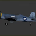 Detailed Blue Fighter Plane Model With White Stars And Number 7725