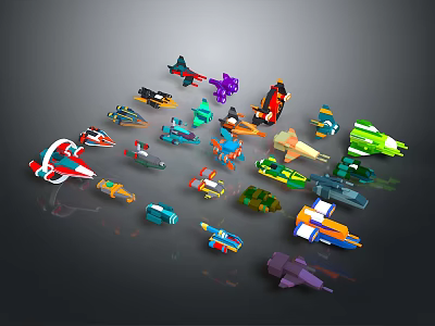 Colorful Space Shuttle Models With Diverse Designs For Cosmic Exploration 3d model