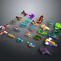 Colorful Space Shuttle Models With Diverse Designs For Cosmic Exploration 3d model