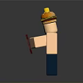 Block Figure With Hamburger On Head Frowning Expression Holding Blackboard