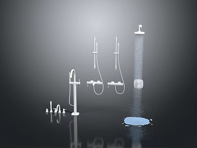 Bathroom Living Essentials Including Faucet Showerhead And Handheld Shower With Water Spray 3d model