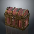 Vintage Wooden Chest With Colorful Wooden Stripes Metal Lock Rivets For Daily Necessities Storage
