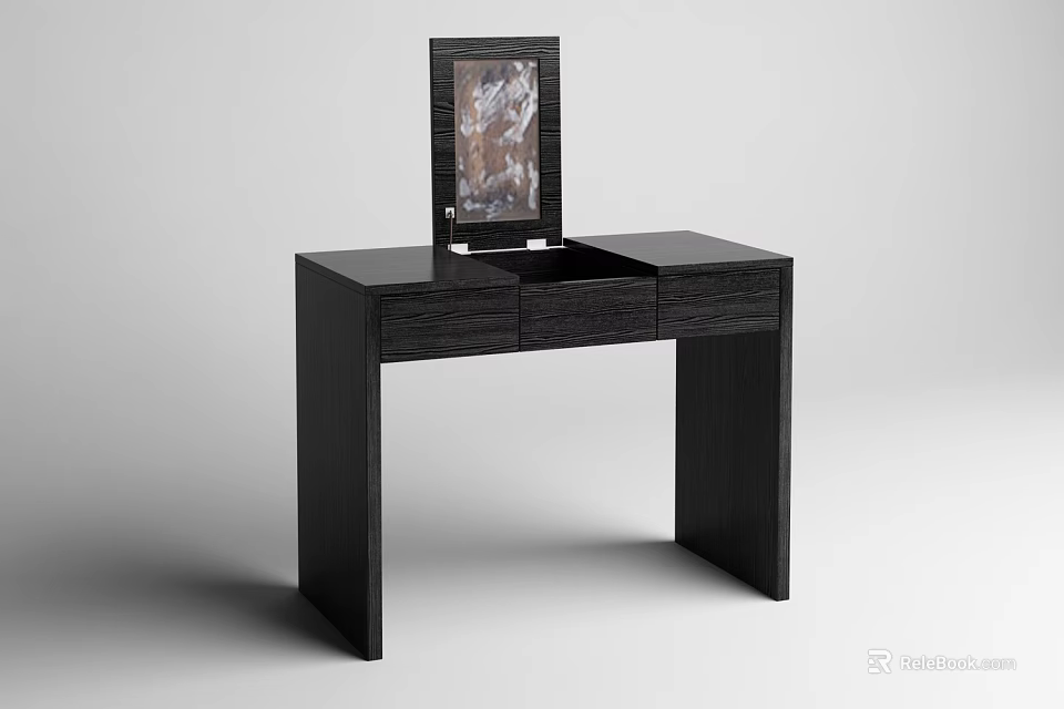 Modern Black Dressing Table With Mirror And Drawers For Home Interior 3d model