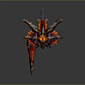 Fiery Mythical Warrior Character With Spiked Horns Flaming Armor And Red Orange Details