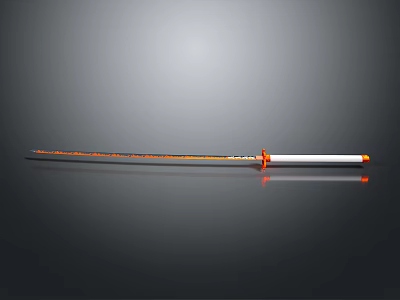 Traditional Samurai Sword With Orange Decorative Blade White Handle On Black Background 3d model