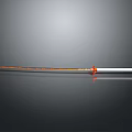 Traditional Samurai Sword With Orange Decorative Blade White Handle On Black Background