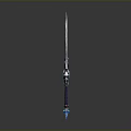Fantasy Ornate Reflective Sword With Blue Purple Blade And Crystal Gemstone Hilt