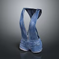 Fashionable Blue Denim Overalls With Adjustable Suspenders And Front Zipper Design