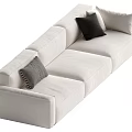 Modern Spacious White Sectional Sofa With Black And Gray Accent Pillows 3d model