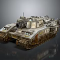 Futuristic Battle Tank with Heavy Armor Cannon Worn Tracks and Mechanical Design