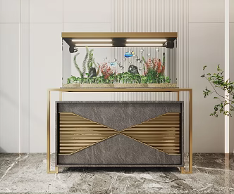 Light Luxury Side Cabinet Glass Fish Tank Aquarium Display Cabinet 3d model