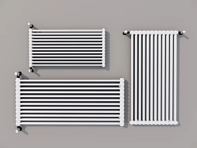 Stylish White Radiators With Horizontal And Vertical Stripes For Modern Home Heating 3d model